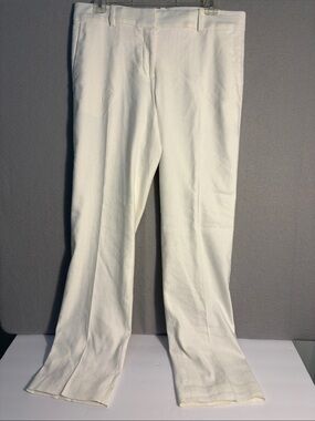 Ann Taylor White Tailored Linen Blend Lined Dress Pants